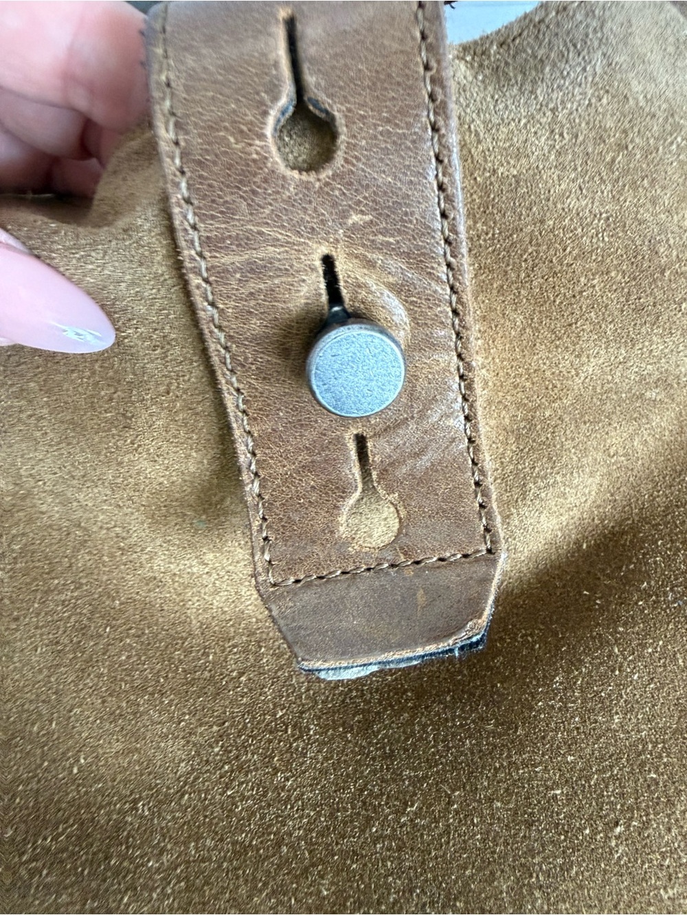 Lucky Brand Large Brown Suede Shoulder Bag - Classic Women's Long Strap Tote - Picture 7 of 10